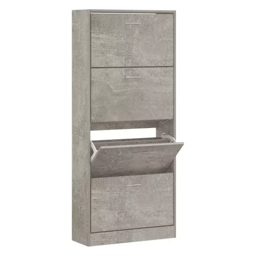 Betonszürke szerelt fa cipőszekrény 63x24x147 cm