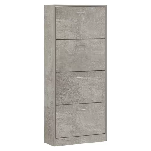 Betonszürke szerelt fa cipőszekrény 63x24x147 cm