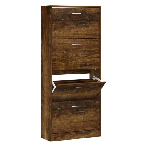 Füstös tölgy színű szerelt fa cipősszekrény 63x24x147 cm