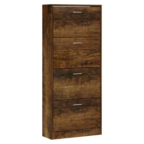 Füstös tölgy színű szerelt fa cipősszekrény 63x24x147 cm