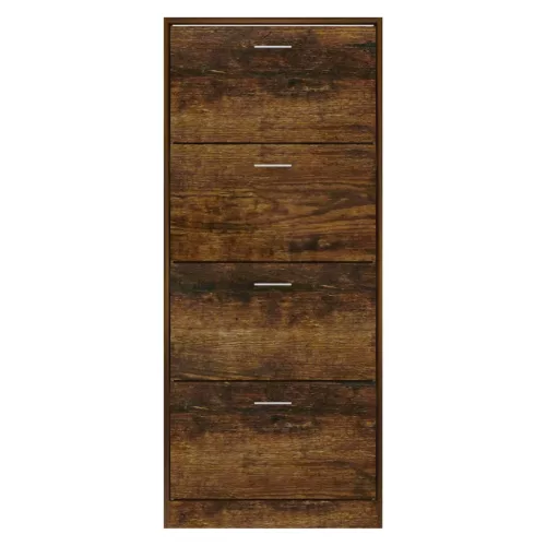 Füstös tölgy színű szerelt fa cipősszekrény 63x24x147 cm