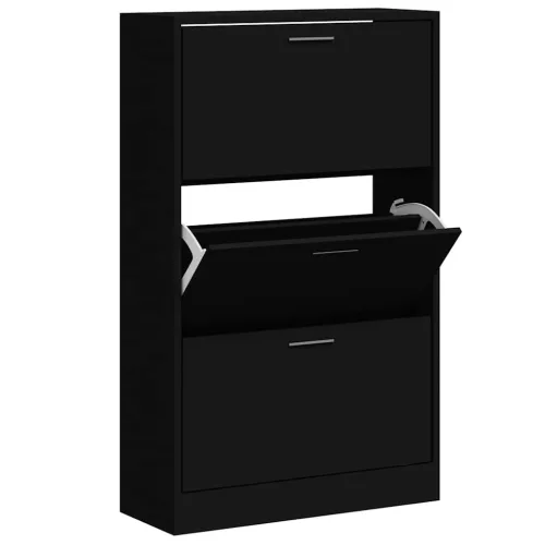 Fekete szerelt fa cipősszekrény 63x24x103 cm