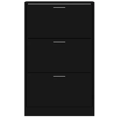 Fekete szerelt fa cipősszekrény 63x24x103 cm