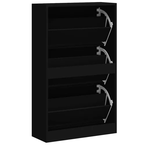 Fekete szerelt fa cipősszekrény 63x24x103 cm