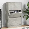 Betonszürke szerelt fa cipőszekrény 63x24x103 cm
