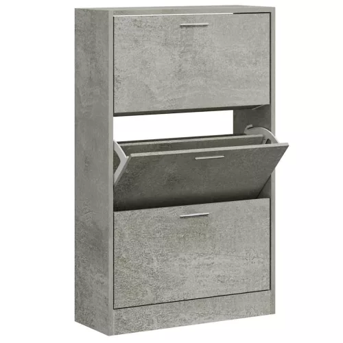 Betonszürke szerelt fa cipőszekrény 63x24x103 cm