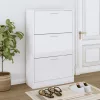 Magasfényű fehér szerelt fa cipőszekrény 63x24x103 cm