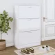 Magasfényű fehér szerelt fa cipőszekrény 63x24x103 cm