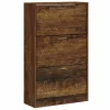 Füstös tölgy színű szerelt fa cipősszekrény 63x24x103 cm