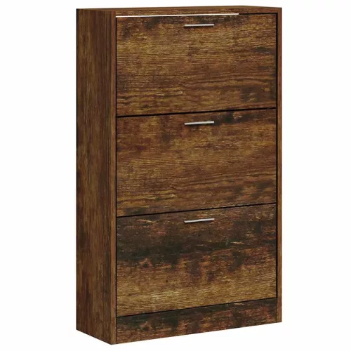 Füstös tölgy színű szerelt fa cipősszekrény 63x24x103 cm
