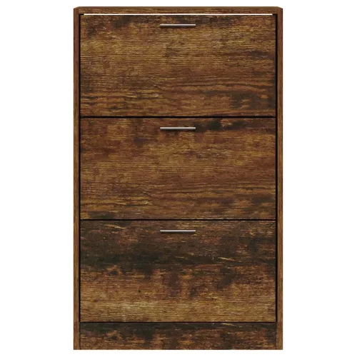 Füstös tölgy színű szerelt fa cipősszekrény 63x24x103 cm