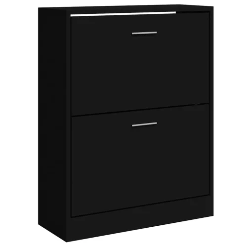 Fekete szerelt fa cipősszekrény 63x24x81 cm