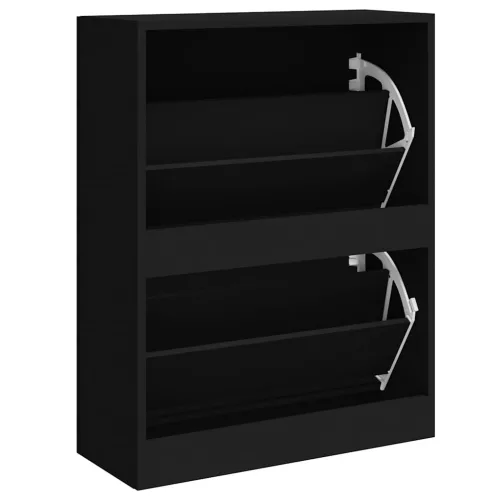 Fekete szerelt fa cipősszekrény 63x24x81 cm