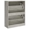 Betonszürke szerelt fa cipőszekrény 63x24x81 cm