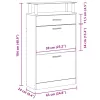 Fekete szerelt fa cipőszekrény 63 x 24 x 104 cm