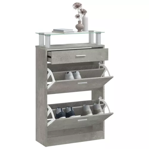 Betonszürke szerelt fa cipőszekrény 63x24x104 cm