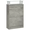 Betonszürke szerelt fa cipőszekrény 63x24x104 cm