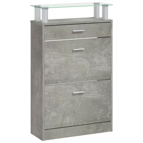 Betonszürke szerelt fa cipőszekrény 63x24x104 cm