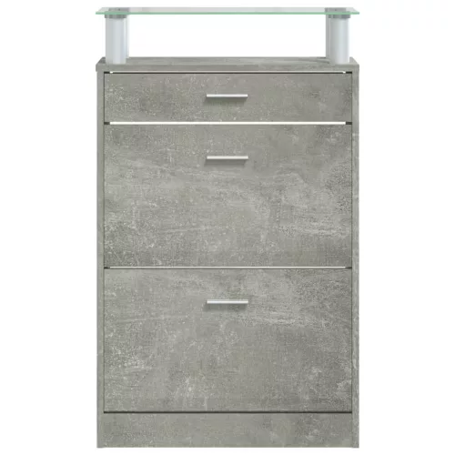 Betonszürke szerelt fa cipőszekrény 63x24x104 cm