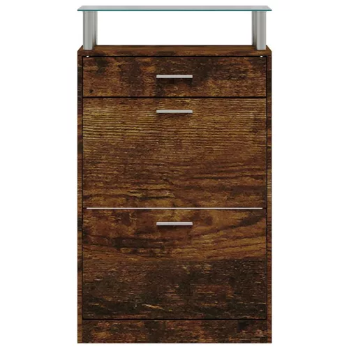 Füstös tölgy színű szerelt fa cipősszekrény 63x24x104 cm