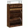 Füstös tölgy színű szerelt fa cipősszekrény 63x24x104 cm