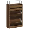 Barna tölgyszínű szerelt fa cipősszekrény 63x24x104 cm