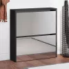 Fekete 2 szintes cipőszekrény tükörrel 63 x 17 x 67 cm