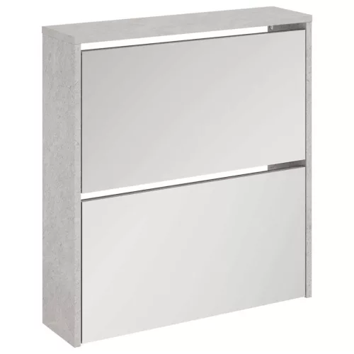 Betonszürke 2 szintes cipőszekrény tükörrel 63 x 17 x 67 cm