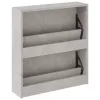 Betonszürke 2 szintes cipőszekrény tükörrel 63 x 17 x 67 cm