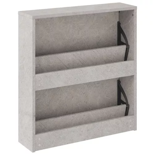 Betonszürke 2 szintes cipőszekrény tükörrel 63 x 17 x 67 cm