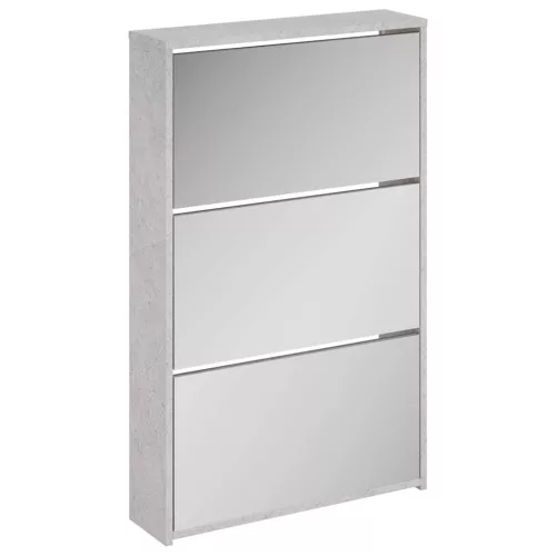 Betonszürke 3 szintes cipőszekrény tükörrel 63 x 17 x 102,5 cm