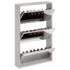 Betonszürke 3 szintes cipőszekrény tükörrel 63 x 17 x 102,5 cm