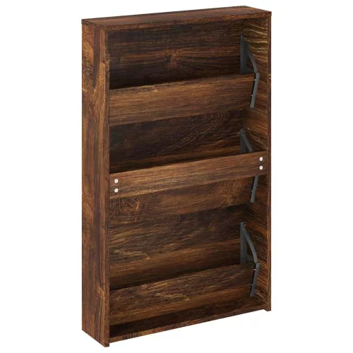 Füstös tölgy 3 szintes cipőszekrény tükörrel 63 x 17 x 102,5 cm