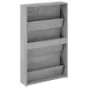 Szürke sonoma 3 szintes cipőszekrény tükörrel 63x17x102,5 cm