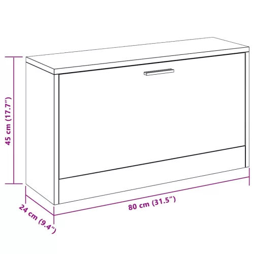Fekete cipőpad 80 x 24 x 45 cm rétegelt fából