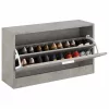 Betonszürke szerelt fa cipőtároló pad 80x24x45 cm
