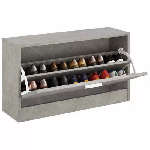Betonszürke szerelt fa cipőtároló pad 80x24x45 cm