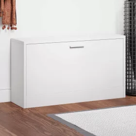 Magasfényű fehér cipőpad 80 x 24 x 45 cm rétegelt fa