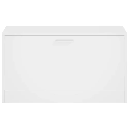 Magasfényű fehér cipőpad 80 x 24 x 45 cm rétegelt fa