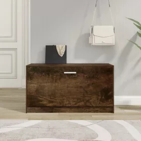   Füstös tölgy színű szerelt fa cipőtároló pad 80 x 24 x 45 cm