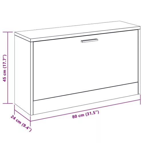 Barna tölgyszínű szerelt fa cipőtároló pad 80 x 24 x 45 cm