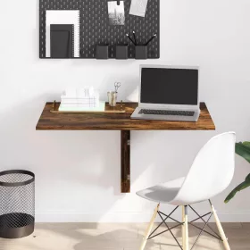   Füstös tölgy szerelt fa összecsukható fali asztal 100x60x56 cm