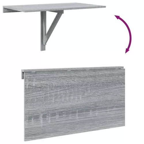 Szürke sonoma szerelt fa összecsukható fali asztal 100x60x56 cm
