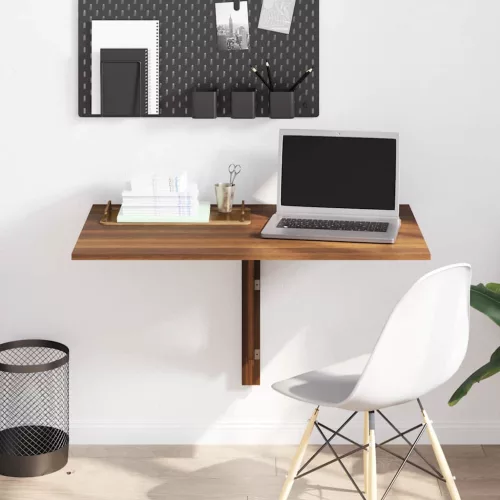 Barna tölgy szerelt fa összecsukható fali asztal 100x60x56 cm