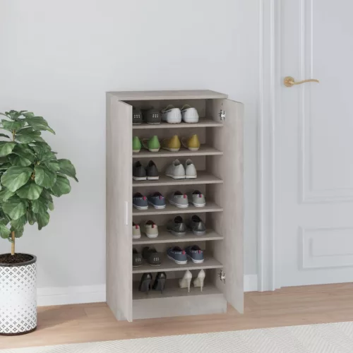 Betonszürke szerelt fa cipőszekrény 55 x 35 x 108 cm