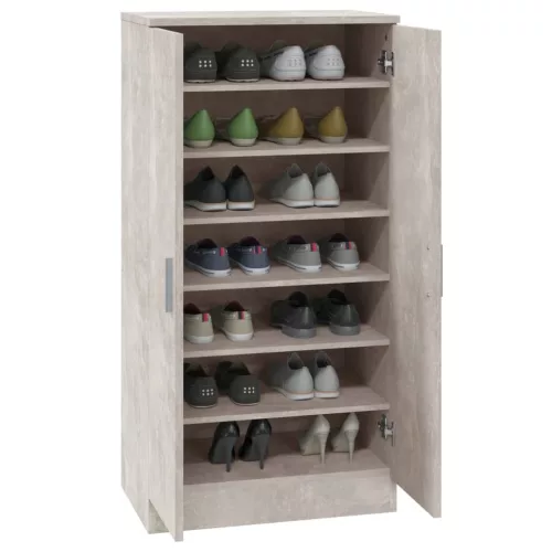 Betonszürke szerelt fa cipőszekrény 55 x 35 x 108 cm