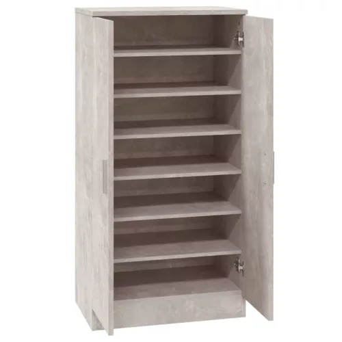 Betonszürke szerelt fa cipőszekrény 55 x 35 x 108 cm