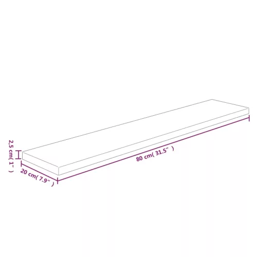 Kezeletlen tömör tölgyfa polclap 80 x 20 x 2,5 cm