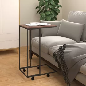 Fekete szerelt fa kisasztal kerekekkel 40 x 30 x 63,5 cm