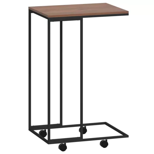 Fekete szerelt fa kisasztal kerekekkel 40 x 30 x 63,5 cm